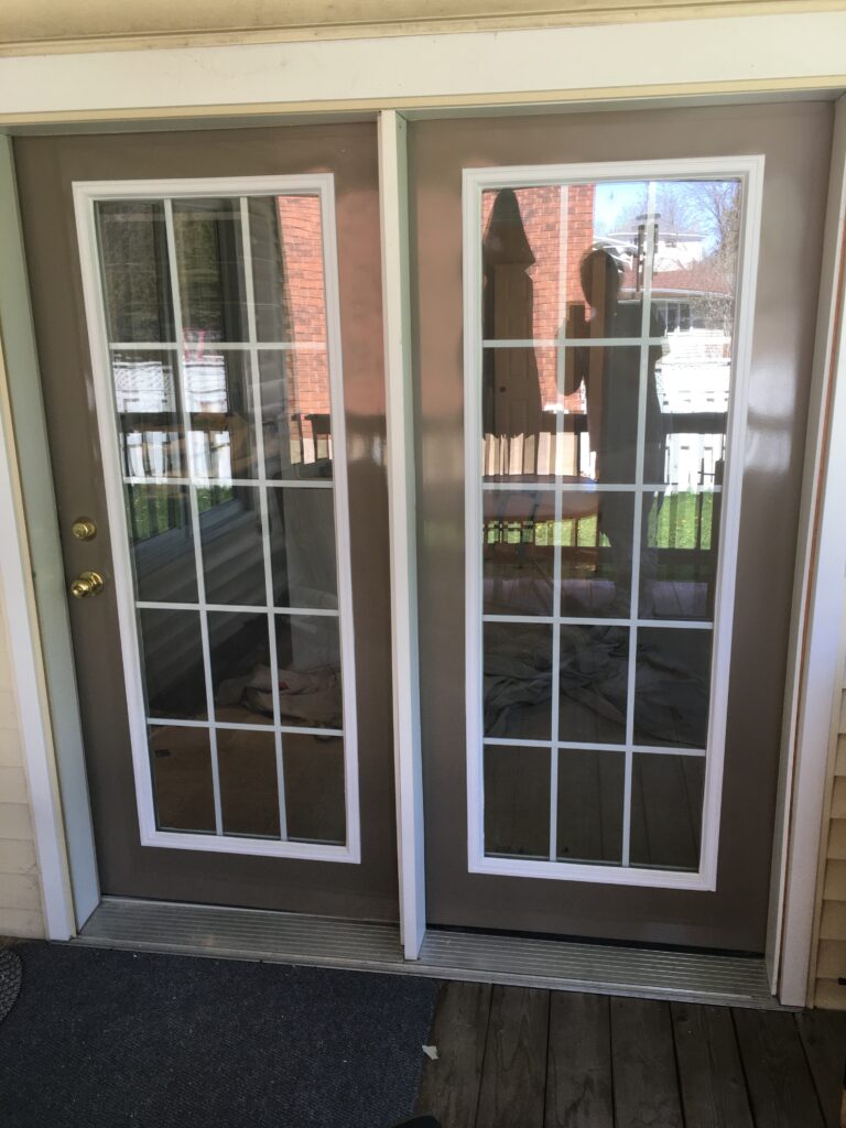 Double doors freshly sprayed